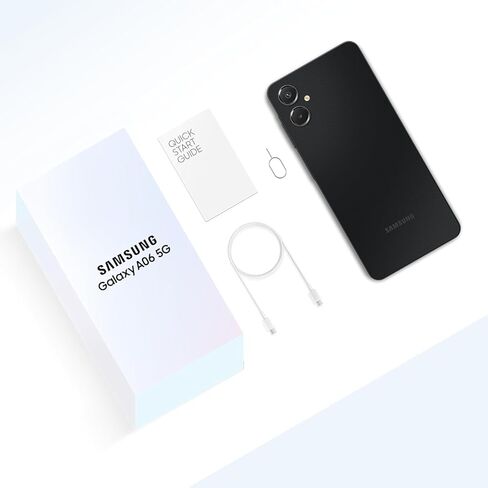سامسونج جالاكسي A06 5G | 128 جيجابايت، 2025 | IP54 مقاوم للرذاذ، شاشة 6.7 بوصة 90 هرتز، Android 15، مصنع الطراز الدولي مفتوح للعالم، T-Mobile، Metro | حزمة شاحن سريع 20 وات، أسود in Kuwait