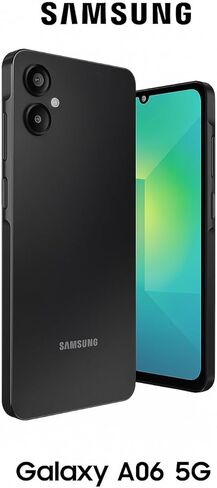 سامسونج جالاكسي A06 5G | 128 جيجابايت، 2025 | IP54 مقاوم للرذاذ، شاشة 6.7 بوصة 90 هرتز، Android 15، مصنع الطراز الدولي مفتوح للعالم، T-Mobile، Metro | حزمة شاحن سريع 20 وات، أسود in Kuwait