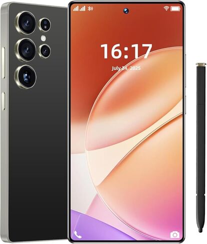 هواتف محمولة S25U 5G غير مقفلة، قلم مدمج، هاتف ذكي ثماني النواة بذاكرة 16 جيجابايت+512 جيجابايت، هاتف Android 16، كاميرا تكبير 108 ميجابكسل، شاشة 6.9 بوصة HD +120 هرتز، بطارية 7000 مللي أمبير، ثنائي الشريحة، فتح القفل بالوجه، GPS-أسود in Kuwait