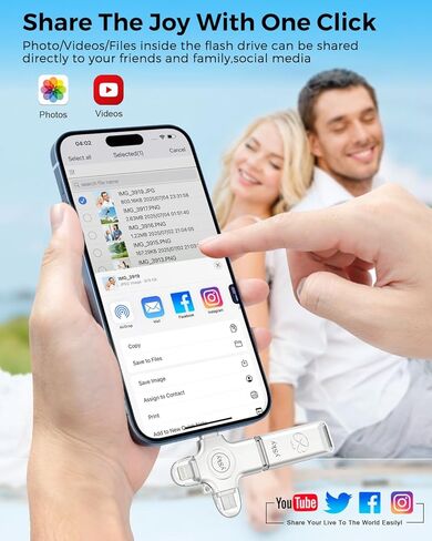ySky 128GB 4in1 Photo Stick for iPhone Flash Drive,USB Memory Stick Flash Drive for iPhone/iPad/Android/PC/MAC, External USB C Storage Thumb Drive for iPhone Photo/Video/Contacts Backup in Saudi Arabia
