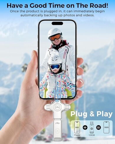 ySky 128GB 4in1 Photo Stick for iPhone Flash Drive,USB Memory Stick Flash Drive for iPhone/iPad/Android/PC/MAC, External USB C Storage Thumb Drive for iPhone Photo/Video/Contacts Backup in Saudi Arabia