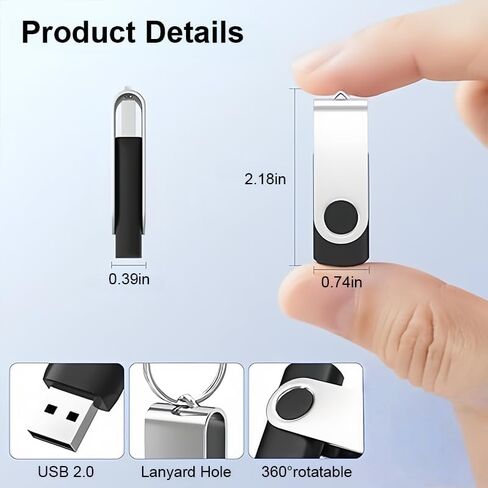64GB USB Flash Drive, USB 2.0 Thumb Drives Jump Drive, High Capacity Memory Stick for Data Storage & Transfer, Black in Saudi Arabia