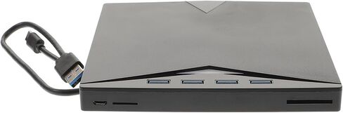 ناسخ أقراص DVD خارجي USB محمول مع وسادة مضادة للانزلاق، ناسخ أقراص مضغوطة متعدد الوظائف متوافق مع أجهزة الكمبيوتر المحمول وأجهزة الكمبيوتر المحمولة وأجهزة الكمبيوتر المحمولة والكمبيوتر المحمول، تصميم رفيع وخفيف الوزن يدعم بطاقة الذاكرة in Kuwait