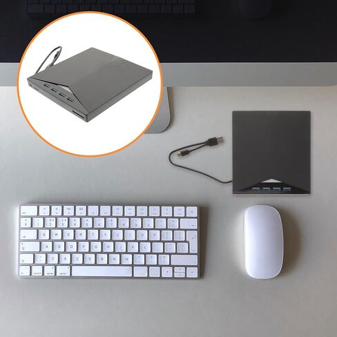 ناسخ أقراص DVD خارجي USB محمول مع وسادة مضادة للانزلاق، ناسخ أقراص مضغوطة متعدد الوظائف متوافق مع أجهزة الكمبيوتر المحمول وأجهزة الكمبيوتر المحمولة وأجهزة الكمبيوتر المحمولة والكمبيوتر المحمول، تصميم رفيع وخفيف الوزن يدعم بطاقة الذاكرة in Kuwait