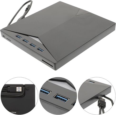 ناسخ أقراص DVD خارجي USB محمول مع وسادة مضادة للانزلاق، ناسخ أقراص مضغوطة متعدد الوظائف متوافق مع أجهزة الكمبيوتر المحمول وأجهزة الكمبيوتر المحمولة وأجهزة الكمبيوتر المحمولة والكمبيوتر المحمول، تصميم رفيع وخفيف الوزن يدعم بطاقة الذاكرة in Kuwait