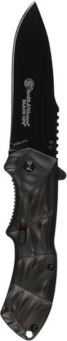 Smith & Wesson Black Ops SWBLOP3 7.7in S.S. سكين فتح مساعد مع شفرة نقطة إسقاط 3.4in ومقبض ألومنيوم للأماكن الخارجية والتكتيكية والبقاء وEDC in Kuwait