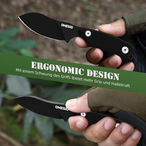 سكين الرقبة Omesio، سكين تكتيكي صغير ذو نصل ثابت مقاس 5.82 بوصة، سكين رقبة تانغ كامل مدمج EDC مع غمد ومشبك، قلادة سكين صغيرة بمقبض Nessmuk D2 Steel G10 للاستخدام في الهواء الطلق والمشي لمسافات طويلة والتخييم in Kuwait