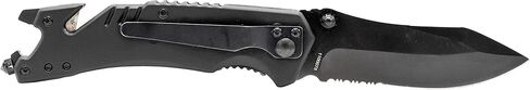 Smith & Wesson M&P 8.5 بوصة سكين عالي الكربون SS زنبركي قابل للطي مع شفرة نقطة إسقاط مسننة 3.5 بوصة ومقبض مطاطي للبقاء في الهواء الطلق وEDC in Kuwait