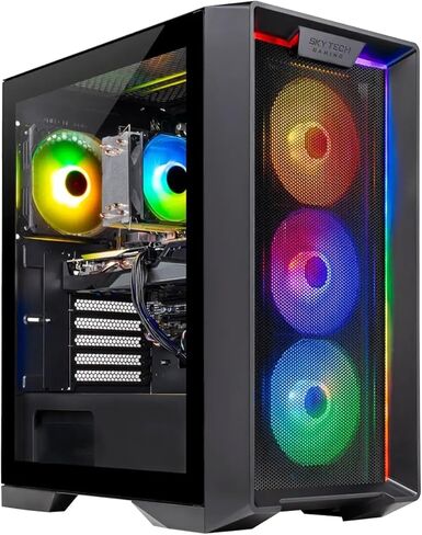كمبيوتر ألعاب Skytech Gaming Nebula، AMD Ryzen 7 7700 3.8 جيجا هرتز، NVIDIA RTX 5060، 1 تيرابايت NVMe SSD، 16 جيجابايت DDR5 RAM 6000، 650 واط Gold PSU، Wi-Fi، Win 11، سطح المكتب in Kuwait