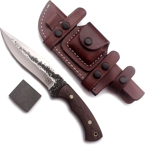 GCS مقبض Micarta مصنوع يدويًا D2 أداة فولاذية سكين تكتيكي سكين صيد سكين تخييم مع غمد جلدي شفرة تانغ كاملة مصممة للصيد وEDC GCS 240 (مقبض أسود) in Kuwait