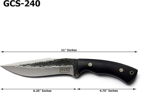 GCS مقبض Micarta مصنوع يدويًا D2 أداة فولاذية سكين تكتيكي سكين صيد سكين تخييم مع غمد جلدي شفرة تانغ كاملة مصممة للصيد وEDC GCS 240 (مقبض أسود) in Kuwait