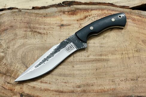 GCS مقبض Micarta مصنوع يدويًا D2 أداة فولاذية سكين تكتيكي سكين صيد سكين تخييم مع غمد جلدي شفرة تانغ كاملة مصممة للصيد وEDC GCS 240 (مقبض أسود) in Kuwait