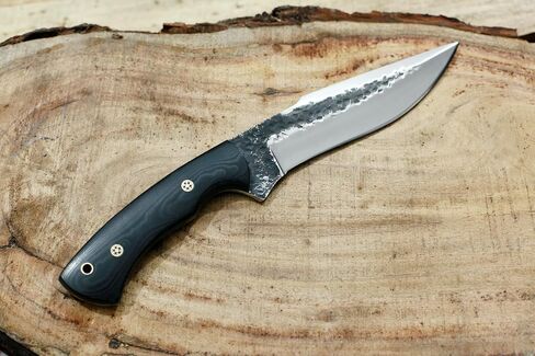 GCS مقبض Micarta مصنوع يدويًا D2 أداة فولاذية سكين تكتيكي سكين صيد سكين تخييم مع غمد جلدي شفرة تانغ كاملة مصممة للصيد وEDC GCS 240 (مقبض أسود) in Kuwait