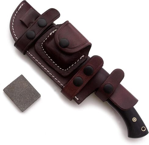 GCS مقبض Micarta مصنوع يدويًا D2 أداة فولاذية سكين تكتيكي سكين صيد سكين تخييم مع غمد جلدي شفرة تانغ كاملة مصممة للصيد وEDC GCS 240 (مقبض أسود) in Kuwait