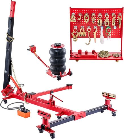 VEVOR Auto Body Frame Puller Straightener, 6T Tension Car Body Repair Equipment with 6000PSI Hydraulic Foot Pump & Swivel Post, Includes 16 Straightening Tools, for Auto Repair Shop, Sedan SUV Pickup in Saudi Arabia