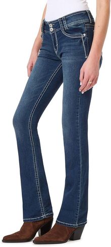 بنطلون جينز للنساء من WallFlower Luscious Curvy Bootcut متوسط ​​الارتفاع Insta Stretch Denim Juniors، Audrey، 18 Plus in Saudi Arabia