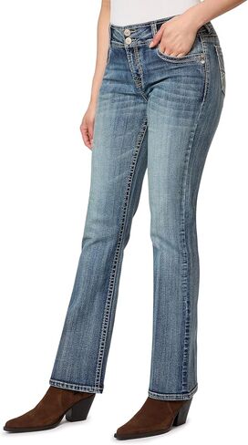 بنطلون جينز للنساء من WallFlower Luscious Curvy Bootcut متوسط ​​الارتفاع Insta Stretch Denim Juniors، Audrey، 18 Plus in Saudi Arabia