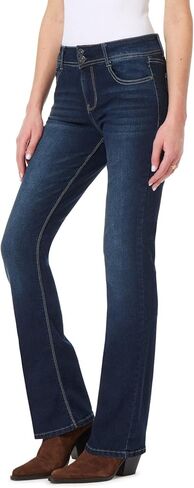 بنطلون جينز للنساء من WallFlower Luscious Curvy Bootcut متوسط ​​الارتفاع Insta Stretch Denim Juniors، Audrey، 18 Plus in Saudi Arabia