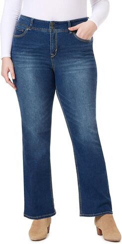 بنطلون جينز للنساء من WallFlower Luscious Curvy Bootcut متوسط ​​الارتفاع Insta Stretch Denim Juniors، Audrey، 18 Plus in Saudi Arabia