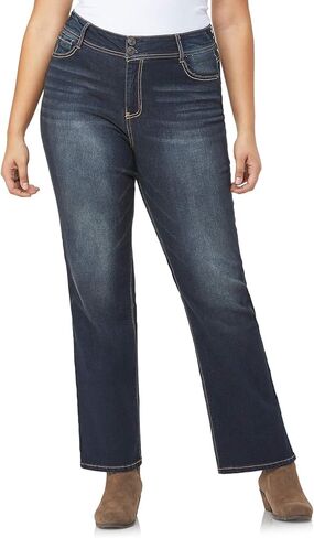 بنطلون جينز للنساء من WallFlower Luscious Curvy Bootcut متوسط ​​الارتفاع Insta Stretch Denim Juniors، Audrey، 18 Plus in Saudi Arabia