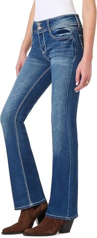 بنطلون جينز للنساء من WallFlower Luscious Curvy Bootcut متوسط ​​الارتفاع Insta Stretch Denim Juniors، Audrey، 18 Plus in Saudi Arabia
