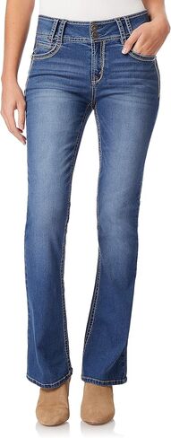 بنطلون جينز للنساء من WallFlower Luscious Curvy Bootcut متوسط ​​الارتفاع Insta Stretch Denim Juniors، Audrey، 18 Plus in Saudi Arabia