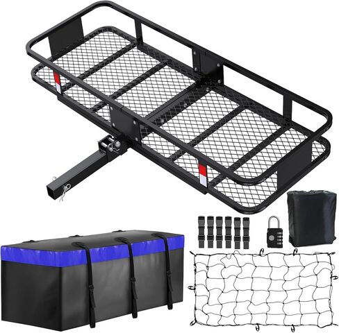 FORWODE 60x20x6 Hitch Cargo Carrier for 2 Inch Receiver, 500LB Capacity Hitch Mount Cargo Rack Carrier, Folding Hitch Cargo Basket with Antirust Coat in Saudi Arabia
