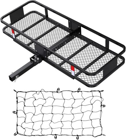FORWODE 60x20x6 Hitch Cargo Carrier for 2 Inch Receiver, 500LB Capacity Hitch Mount Cargo Rack Carrier, Folding Hitch Cargo Basket with Antirust Coat in Saudi Arabia
