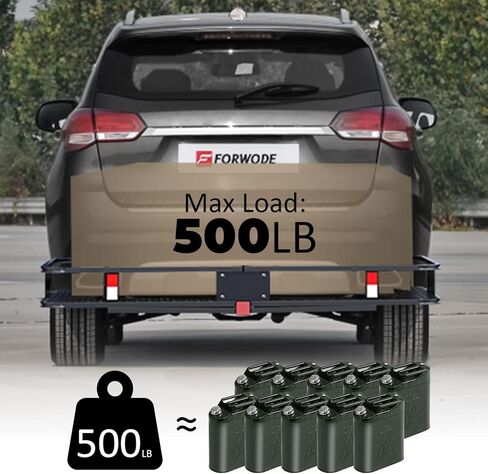 FORWODE 60x20x6 Hitch Cargo Carrier for 2 Inch Receiver, 500LB Capacity Hitch Mount Cargo Rack Carrier, Folding Hitch Cargo Basket with Antirust Coat in Saudi Arabia