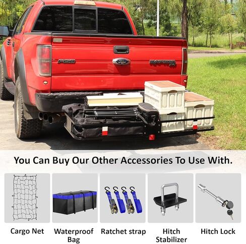 FORWODE 60x20x6 Hitch Cargo Carrier for 2 Inch Receiver, 500LB Capacity Hitch Mount Cargo Rack Carrier, Folding Hitch Cargo Basket with Antirust Coat in Saudi Arabia
