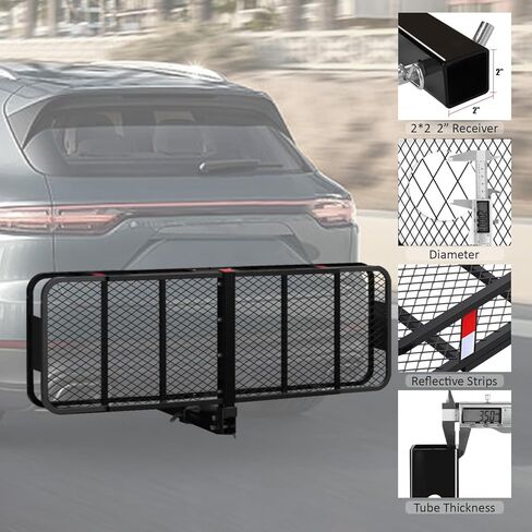 FORWODE 60x20x6 Hitch Cargo Carrier for 2 Inch Receiver, 500LB Capacity Hitch Mount Cargo Rack Carrier, Folding Hitch Cargo Basket with Antirust Coat in Saudi Arabia