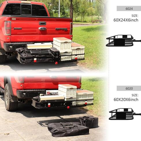 FORWODE 60x20x6 Hitch Cargo Carrier for 2 Inch Receiver, 500LB Capacity Hitch Mount Cargo Rack Carrier, Folding Hitch Cargo Basket with Antirust Coat in Saudi Arabia