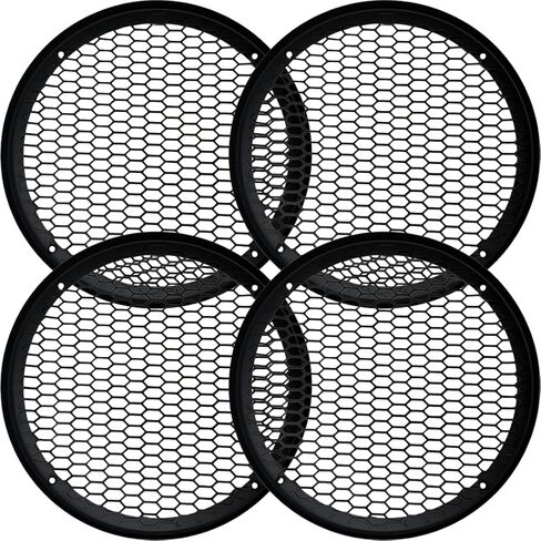 Bass Rockers 6.5" Metal Speaker Grill Cover Heavy-Duty Honeycomb Mesh Protective Grille Guard, Universal Fit for 6.5" Car Audio Door Speakers & Custom Boxes, Matte Black, 4-Hole Mount (4 Pack) in Saudi Arabia
