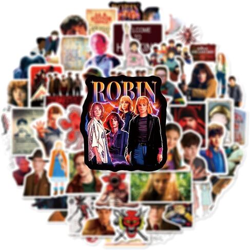 50 قطعة من ملصقات Stranger Things 5 ​​للمراهقين البالغين، ملصق فيلم من الفينيل المقاوم للماء لزجاجة المياه ولوحة التزلج والجيتار وحقيبة السفر والدراجة والكمبيوتر المحمول ومصد السيارة والأمتعة والهاتف (strange50) in Kuwait