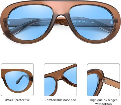 KARSAER 2 Pcs Retro Aviator Chunky Sunglasses for Women Men 70s Trendy Chic UV400 Sun Glasses in Saudi Arabia