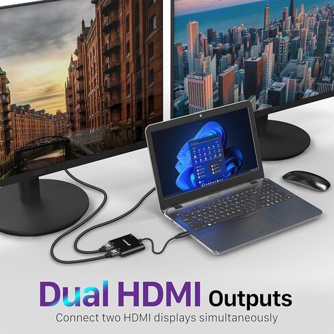 محول Fosmon USB C إلى HDMI مزدوج، مقسم HDMI 4 في 1 للشاشات المزدوجة، شاشة ممتدة مع شاحن PD 100 وات، يدعم 4K عند 60 هرتز وثنائي 4K عند 30 هرتز لجهاز MacBook Air/Pro، Dell XPS، السطح، الكمبيوتر اللوحي المحمول in Kuwait