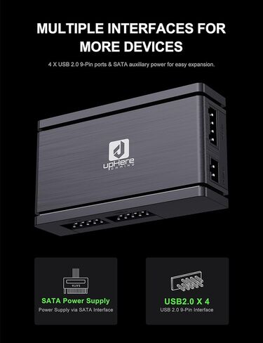 Internal USB 2.0 Hub 9-Pin 1 to 4 Motherboard USB Hub with SATA Power & Magnetic Backplate Support ARGB PWM Fans LCD Liquid Cooler & Custom Loop Monitoring for PC Modders & Enthusiasts in Saudi Arabia