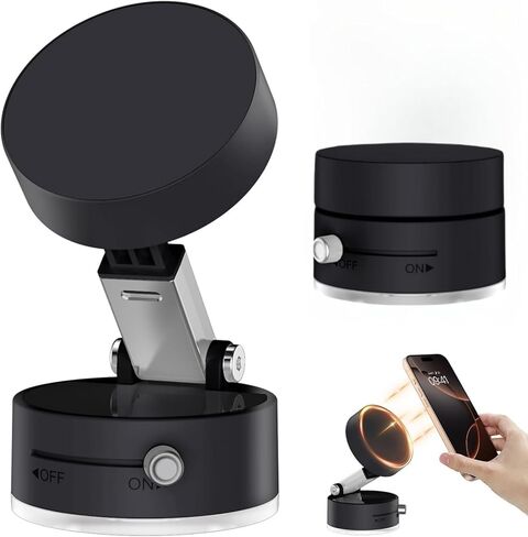 حامل هاتف سيارة مطور 2025، حامل هاتف مغناطيسي لشفط الهواء لهاتف iPhone 16 15 14 13 12 Pro Max الذكي، معدن سطح أملس لاسلكي محمول، زجاج، جدار، مرآة ونافذة سيارة، أسود in Kuwait