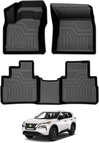 T TGBROS Floor Mats Custom Fit for 2014–2019 Toyota Corolla Sedan Accessories جميع الأحوال الجوية حماية TPE 2 صفوف أرضية بطانات مجموعة غير قابلة للانزلاق باللون الأسود in Kuwait
