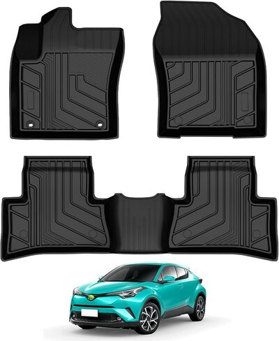 T TGBROS Floor Mats Custom Fit for 2014–2019 Toyota Corolla Sedan Accessories جميع الأحوال الجوية حماية TPE 2 صفوف أرضية بطانات مجموعة غير قابلة للانزلاق باللون الأسود in Kuwait