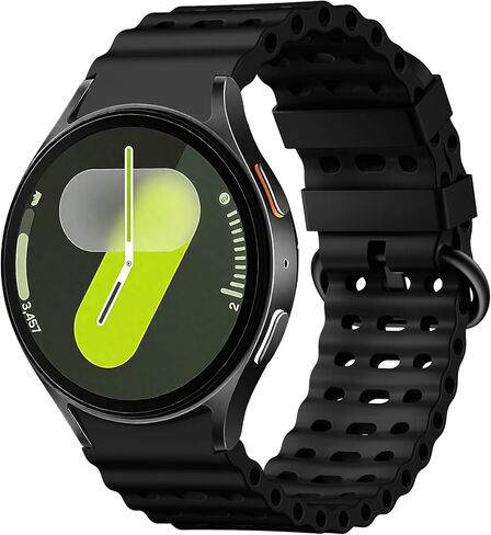 Sport Band for Samsung Galaxy Watch 7 5 4 6 FE 44mm 40mm/for Galaxy Watch 6/4 Classic 47mm 43mm 46mm 42mm/Watch 5 Pro 45mm, No Gap Breathable Soft Silicone Strap 20mm Replacement Men Women, Black in Saudi Arabia