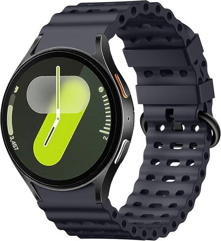 Sport Band for Samsung Galaxy Watch 7 5 4 6 FE 44mm 40mm/for Galaxy Watch 6/4 Classic 47mm 43mm 46mm 42mm/Watch 5 Pro 45mm, No Gap Breathable Soft Silicone Strap 20mm Replacement Men Women, Black in Saudi Arabia