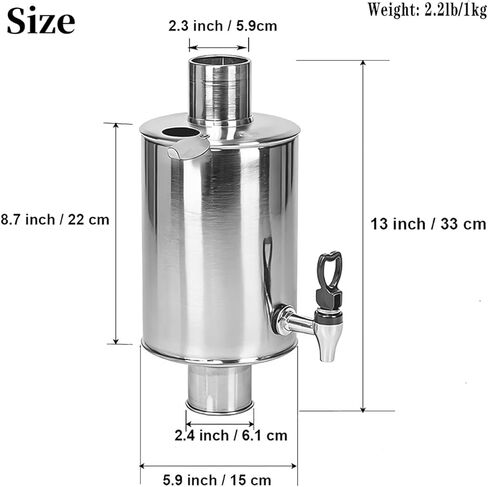 FireHiking Wood Stove Water Tank for 2.36" Stove Pipe Stainless Steel Camping Hot Tent Stove Water Tank Heater 3L in Saudi Arabia