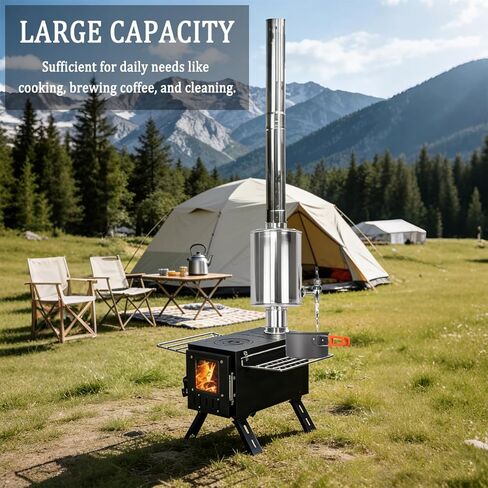 FireHiking Wood Stove Water Tank for 2.36" Stove Pipe Stainless Steel Camping Hot Tent Stove Water Tank Heater 3L in Saudi Arabia