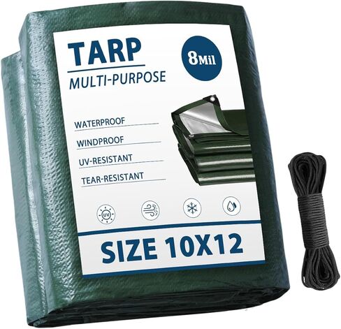 Tarp Waterproof 16x20 Multi-Purpose Green Camping Tarps 6Mil Thick with Reinforced Grommets for Under Pool, Emergency Rain Cover Outdoor in Saudi Arabia