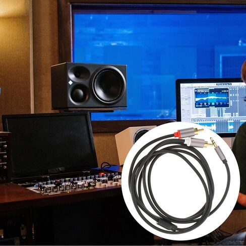 Dual RCA Audio Cable Iron Gray Stereo Connection Cord for Car Home Audio Systems Compatible with Smartphones Tablets Laptops Auxiliary Cord Transmission in Saudi Arabia