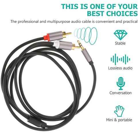 Dual RCA Audio Cable Iron Gray Stereo Connection Cord for Car Home Audio Systems Compatible with Smartphones Tablets Laptops Auxiliary Cord Transmission in Saudi Arabia