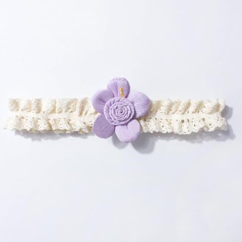 Baby Flower Headbands for Newborns Girl Elastic Soft Lace with Hair Strap Stretchy Baptism Halo for Pure Infants Toddlers in Saudi Arabia