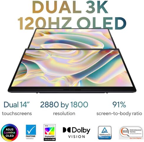 ASUS Zenbook Duo AI Powered 2-in-1 Laptop 14.0" Touchscreen OLED 2.8K Display (Intel Ultra 9-285H, 32GB LPDDR5X, 4TB PCIe SSD, Active Pen, Backlit KB, 2 Thunderbolt 4, WiFi 7, Win 11 Pro) w/USB-C Dock in Kuwait