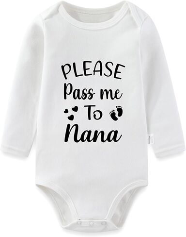 Please Pass Me to Nana Baby Bodysuits, Long Sleeve Romper, Grandma Infant Outfits for Girls Boys 0-24 Months in Saudi Arabia